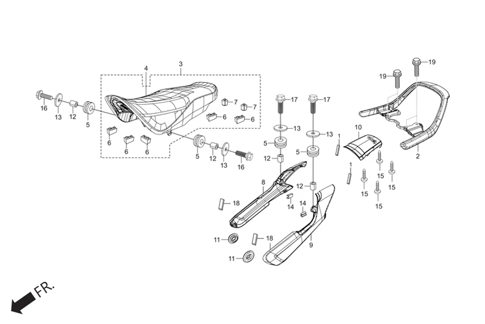 F-12 SEAT ASSY./ GRIP REAR assembly diagram for Hero HF DELUXE BLACK (HMCM) OBD2_PHB(July,2025)