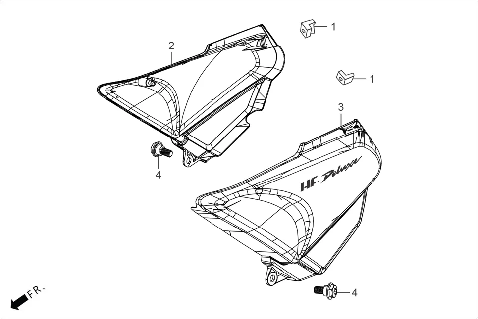 F-14 SIDE COVER assembly diagram for Hero HF DELUXE BLACK (HMCM) OBD2_PHB(July,2025)