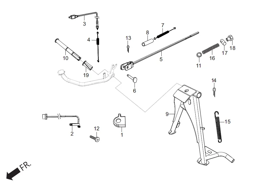 F-18 MAIN STAND/PEDAL BRAKE assembly diagram for Hero HF DELUXE BLACK (HMCM) OBD2_PHB(July,2025)