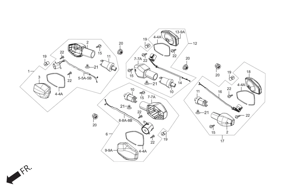 F-22 WINKERS assembly diagram for Hero HF DELUXE BLACK (HMCM) OBD2_PHB(July,2025)