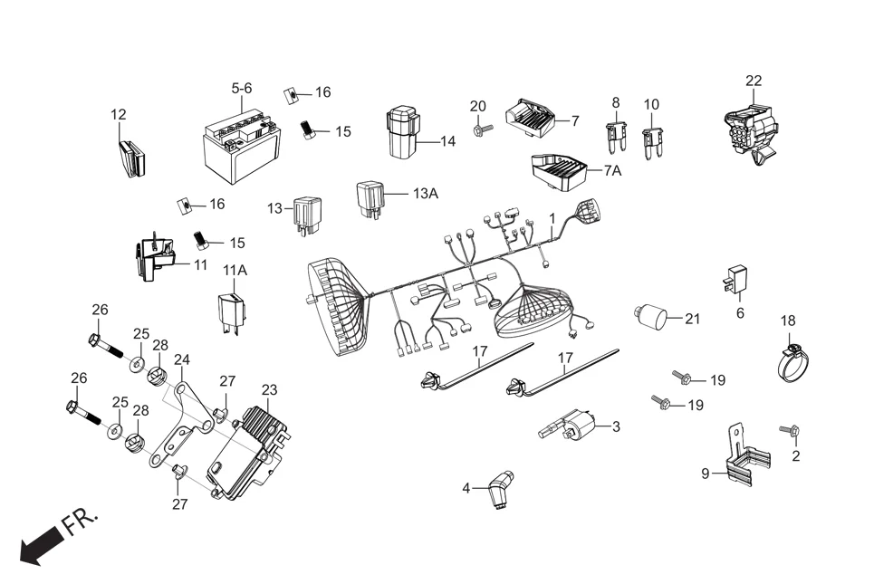 F-24 WIRE HARNESS/BATTERY diagram showing AECAA7R000000G
