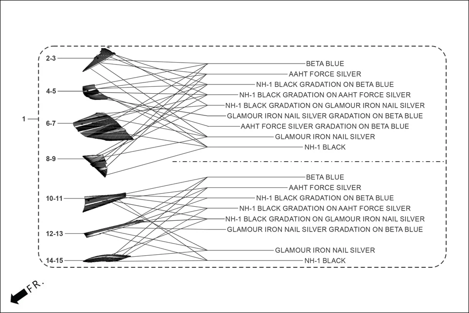 F-27B STRIPES/MARK assembly diagram for Hero HF DELUXE BLACK (HMCM) OBD2_PHB(July,2025)