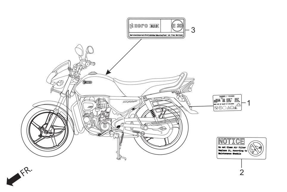 F-30 MARK CAUTION assembly diagram for Hero HF DELUXE BLACK (HMCM) OBD2_PHB(July,2025)