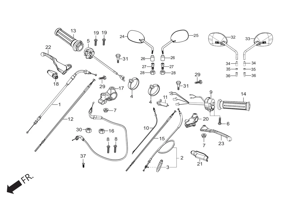 F-3 HANDLE LEVER/SWITCH/CONTROL CABLE assembly diagram for Hero HF DELUXE BLACK (HMCM) OBD2_PHB(July,2025)