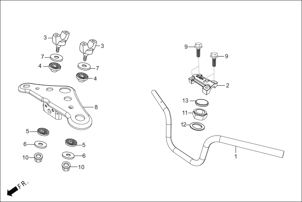 F-4 HANDLE PIPE/TOP BRIDGE assembly diagram for Hero HF DELUXE BLACK (HMCM) OBD2_PHB(July,2025)