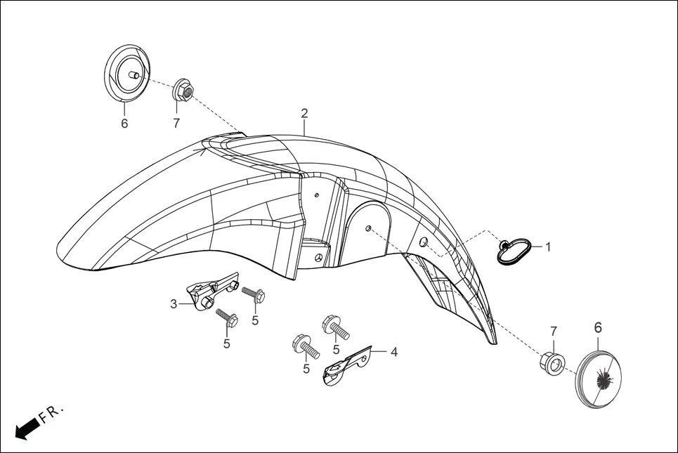 F-6 FRONT FENDER assembly diagram for Hero HF DELUXE BLACK (HMCM) OBD2_PHB(July,2025)