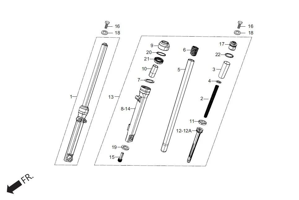F-7 FRONT FORK assembly diagram for Hero HF DELUXE BLACK (HMCM) OBD2_PHB(July,2025)