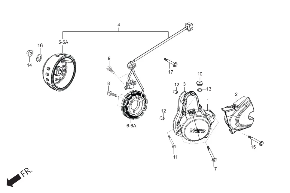 E-7A-SELF LEFT CRANKCASE COVER/A.C. GEN. ASSY. (SELF START)