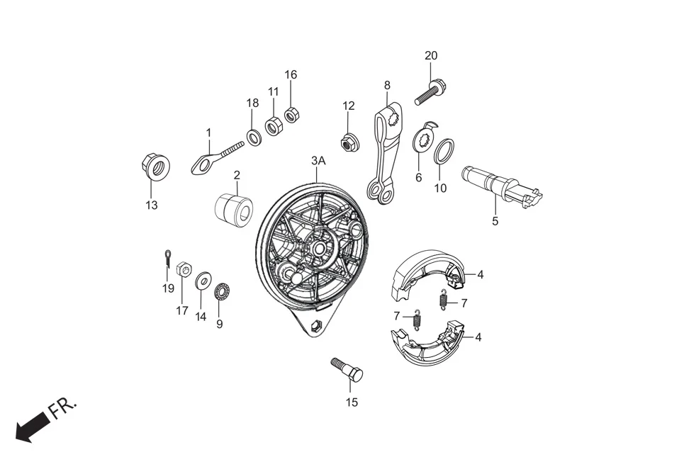 F-10-SELF REAR BRAKE PANEL assembly diagram for Hero HF DELUXE (JUNE,2025)