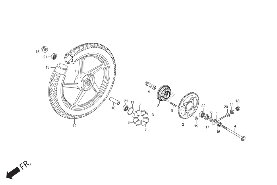 F-11-KICK REAR WHEEL diagram showing 42601-AAC-H05