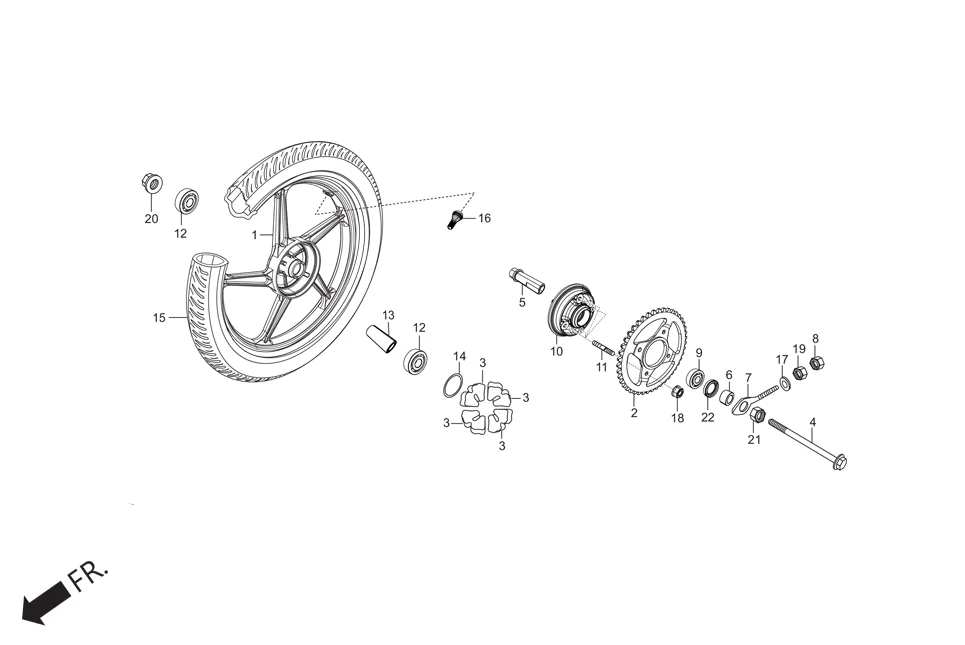 F-11A-SELF REAR WHEEL assembly diagram for Hero HF DELUXE (JUNE,2025)