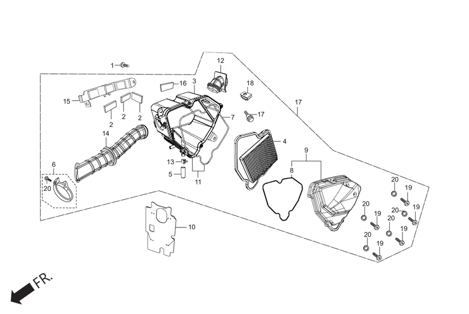 F-15 AIR CLEANER assembly diagram for Hero HF DELUXE (JUNE,2025)