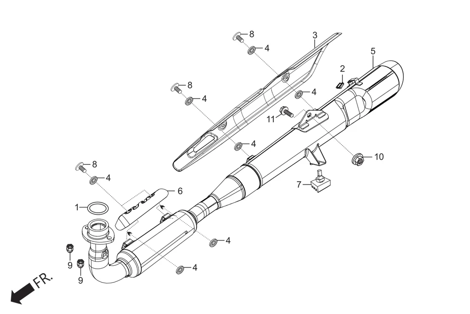 F-16 MUFFLER assembly diagram for Hero HF DELUXE (JUNE,2025)
