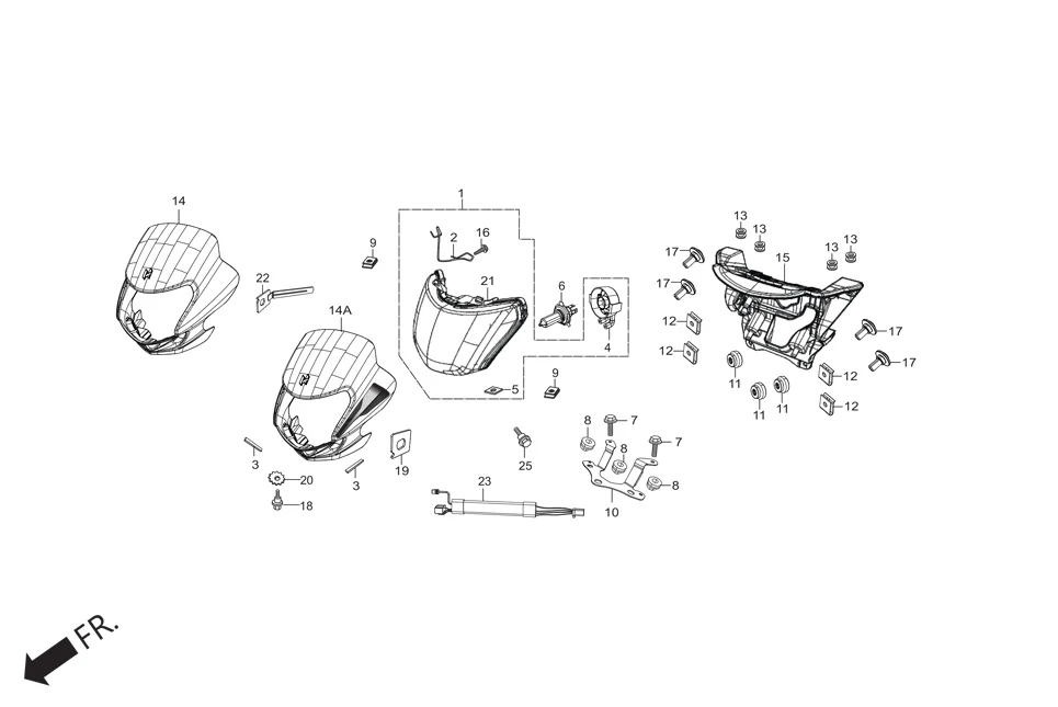 F-1A-SELF-I3S HEAD LIGHT assembly diagram for Hero HF DELUXE (JUNE,2025)