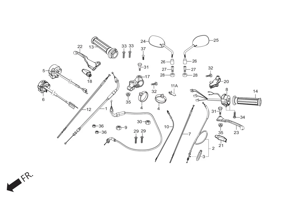 F-3-SELF HANDLE LEVER/SWITCH/CONTROL CABLE assembly diagram for Hero HF DELUXE (JUNE,2025)