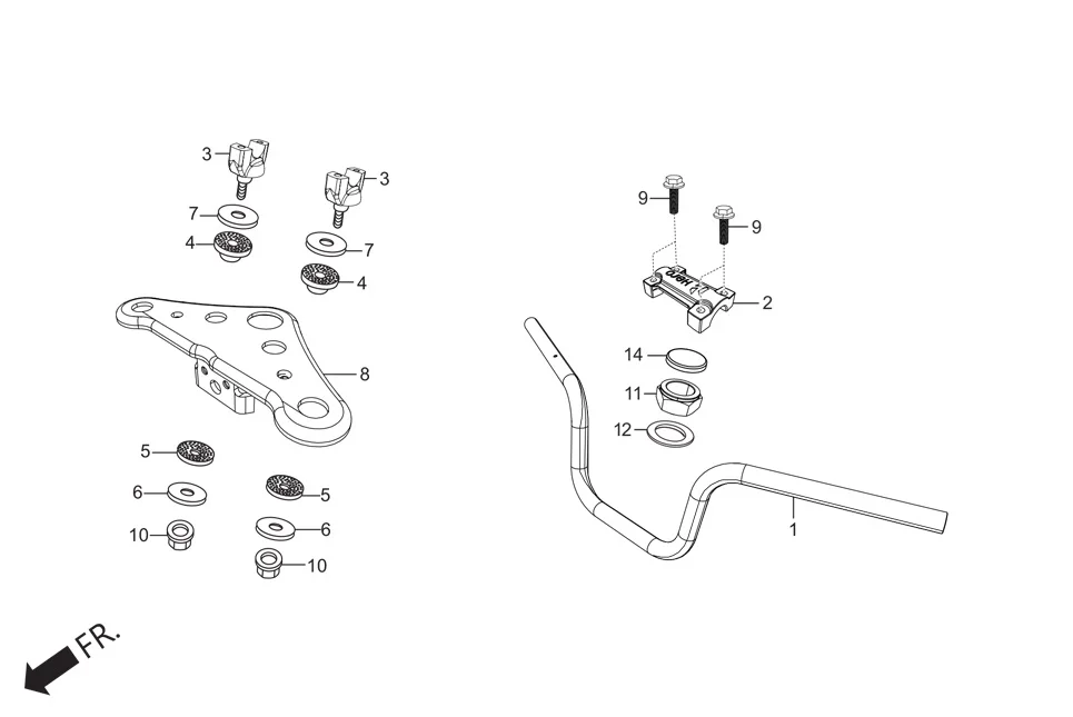 F-4-SELF HANDLE PIPE/TOP BRIDGE assembly diagram for Hero HF DELUXE (JUNE,2025)