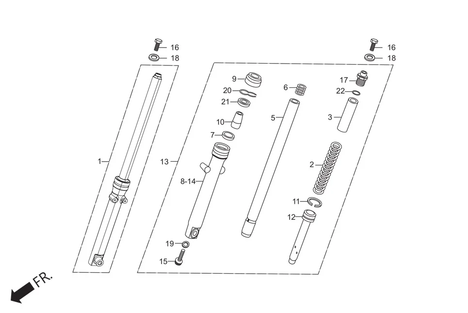 F-7-KICK FRONT FORK assembly diagram for Hero HF DELUXE (JUNE,2025)