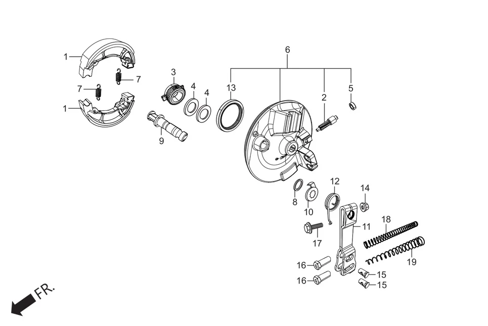 F-8-SELF FR. BRAKE PANEL assembly diagram for Hero HF DELUXE (JUNE,2025)