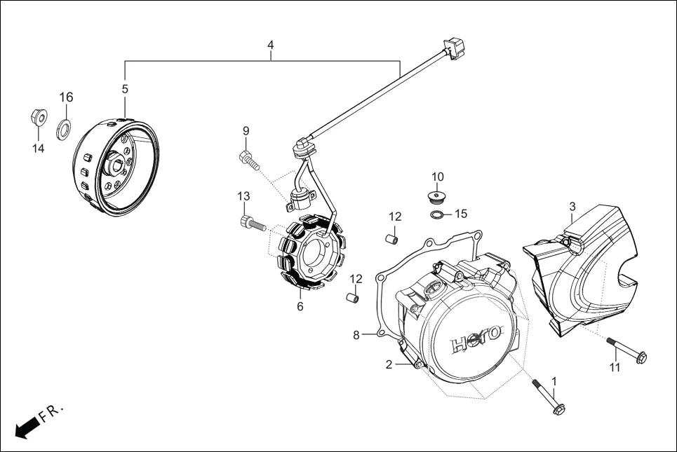 E-7-KICK LEFT CRANKCASE COVER/A.C. GEN. ASSY. (KICK START)