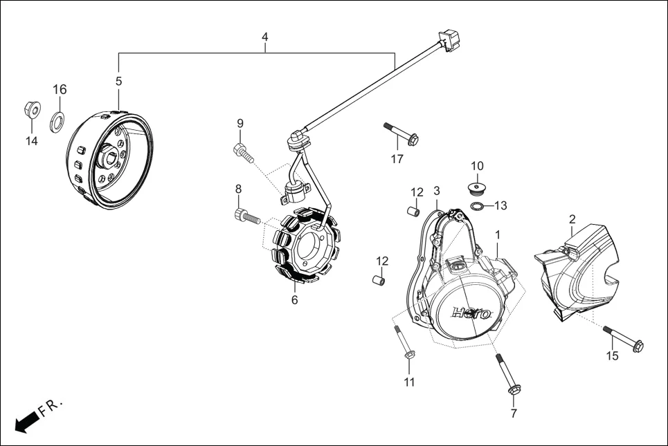 E-7A-SELF LEFT CRANKCASE COVER/A.C. GEN. ASSY. (SELF START)