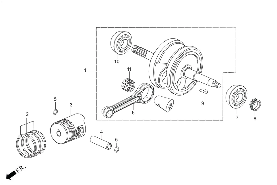 E-9 CRANKSHAFT/PISTON