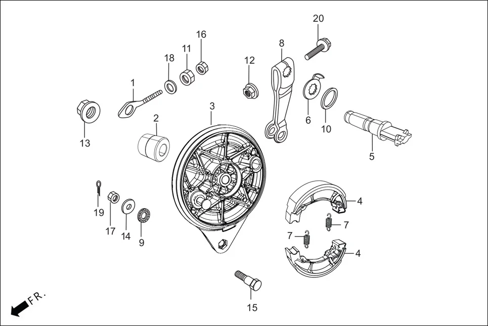 F-10-KICK REAR BRAKE PANEL assembly diagram for Hero HF DLX -BF THB(Sept.,2024)