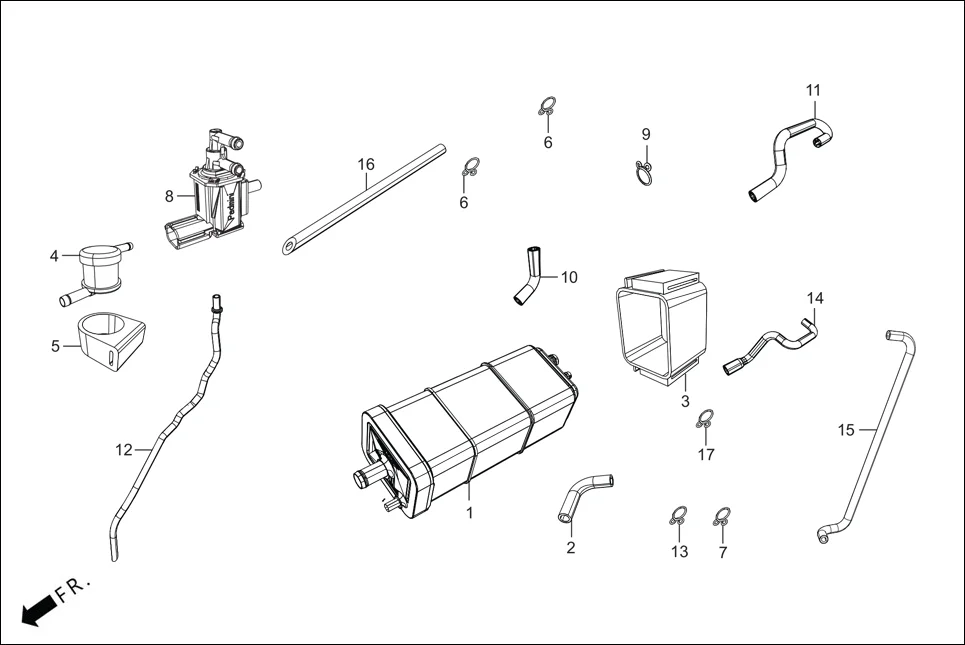 F-13A FUEL TANK(CANISTER ASSY.) assembly diagram for Hero HF DLX -BF THB(Sept.,2024)