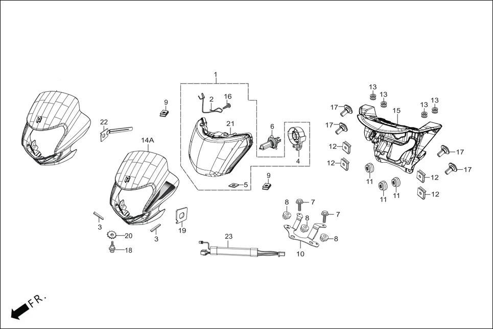 F-1A-SELF HEAD LIGHT assembly diagram for Hero HF DLX -BF THB(Sept.,2024)