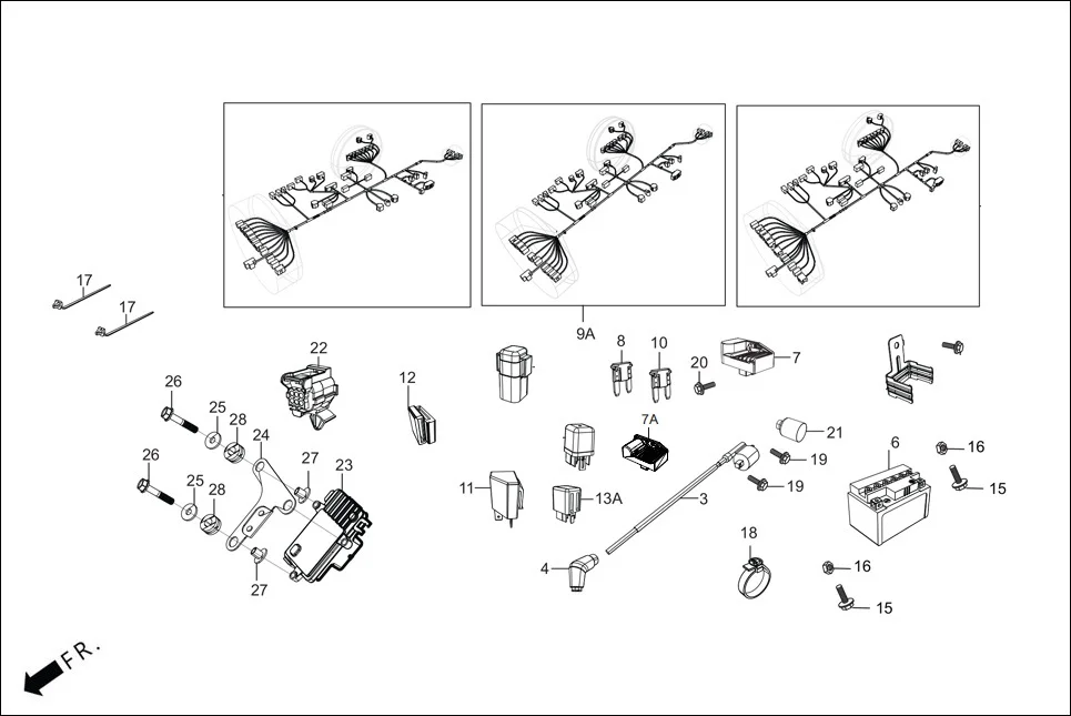 F-24-KICK WIRE HARNESS/BATTERY assembly diagram for Hero HF DLX -BF THB(Sept.,2024)