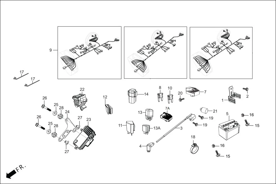F-24-SELF WIRE HARNESS/BATTERY assembly diagram for Hero HF DLX -BF THB(Sept.,2024)