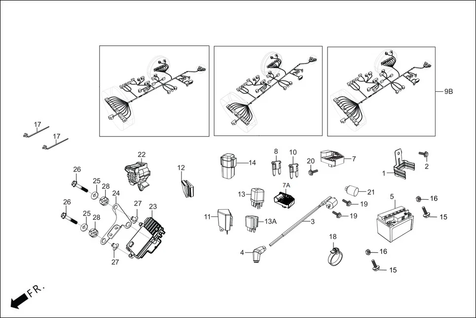 F-24-SELF_i3S WIRE HARNESS/BATTERY diagram showing 32100-AEC-220