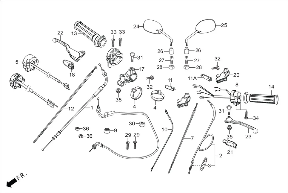 F-3-SELF HANDLE LEVER/SWITCH/CONTROL CABLE assembly diagram for Hero HF DLX -BF THB(Sept.,2024)