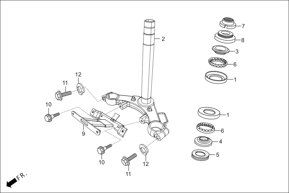 F-5 STEERING STEM diagram showing 53212-200-000