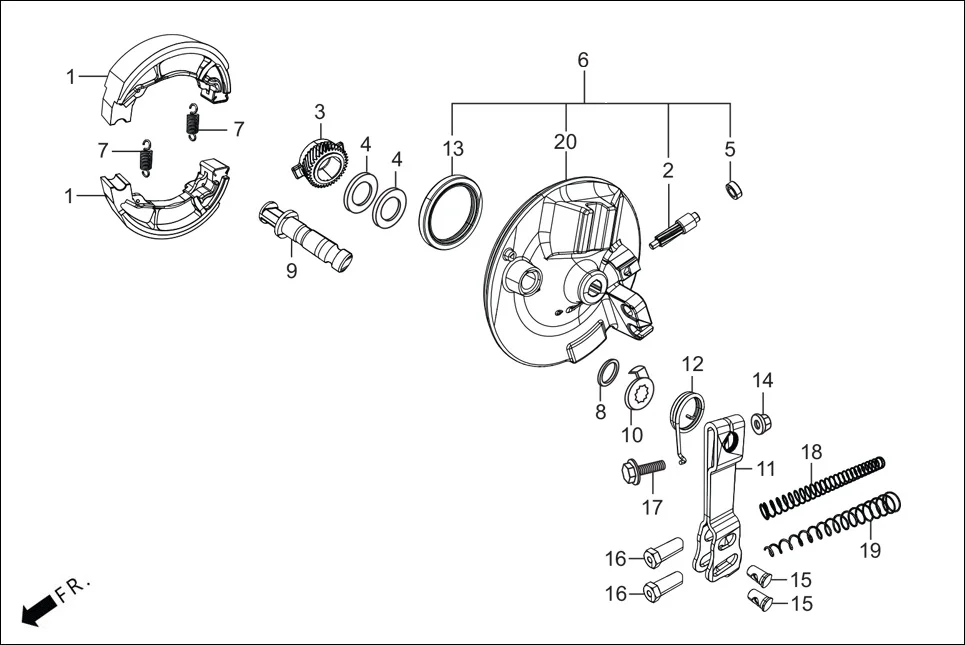 F-8-KICK FR. BRAKE PANEL assembly diagram for Hero HF DLX -BF THB(Sept.,2024)