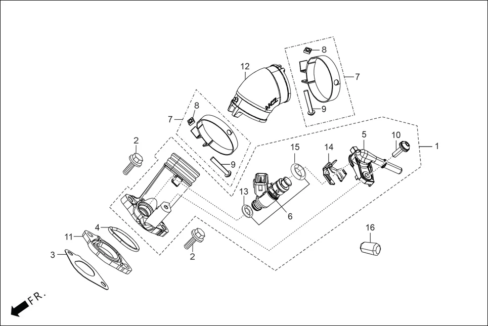 E-13A INJECTOR ASSY. FUEL/INLET PIPE ASSY.