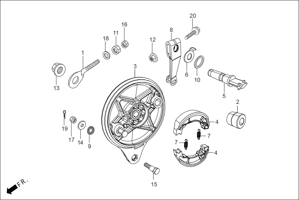 F-10 REAR BRAKE PANEL assembly diagram for Hero HF DELUXE BLACK_BF THB(Sept.,2024)