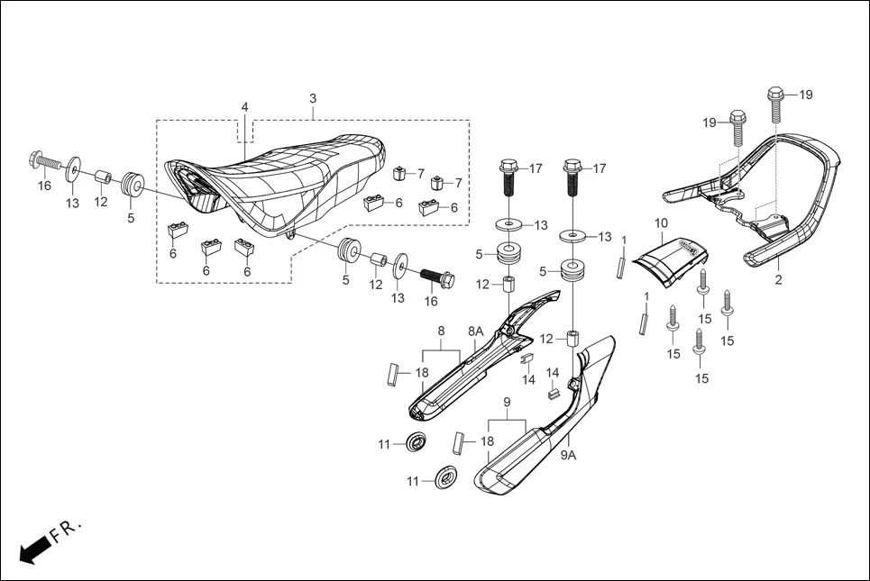 F-12 SEAT ASSY./ GRIP REAR assembly diagram for Hero HF DELUXE BLACK_BF THB(Sept.,2024)
