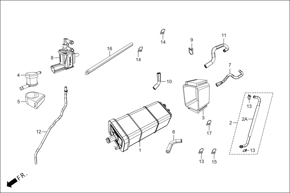F-13A FUEL TANK(CANISTER ASSY.) assembly diagram for Hero HF DELUXE BLACK_BF THB(Sept.,2024)