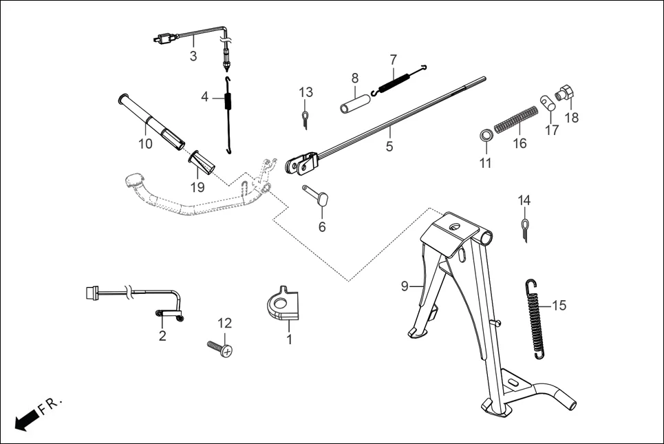 F-18 MAIN STAND/PEDAL BRAKE assembly diagram for Hero HF DELUXE BLACK_BF THB(Sept.,2024)