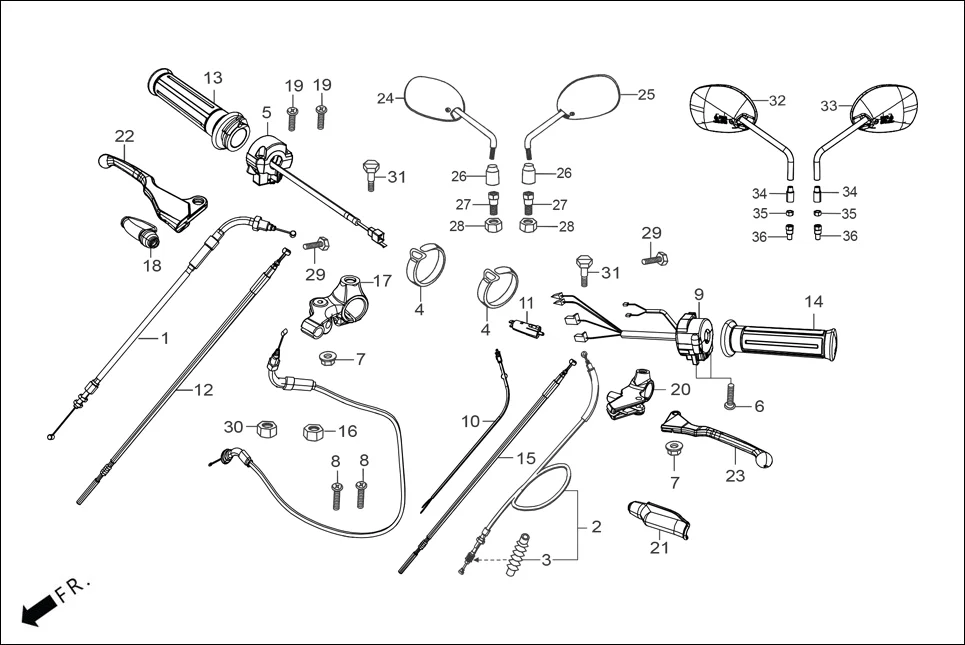 F-3 HANDLE LEVER/SWITCH/CONTROL CABLE diagram showing 88110-ACK-402
