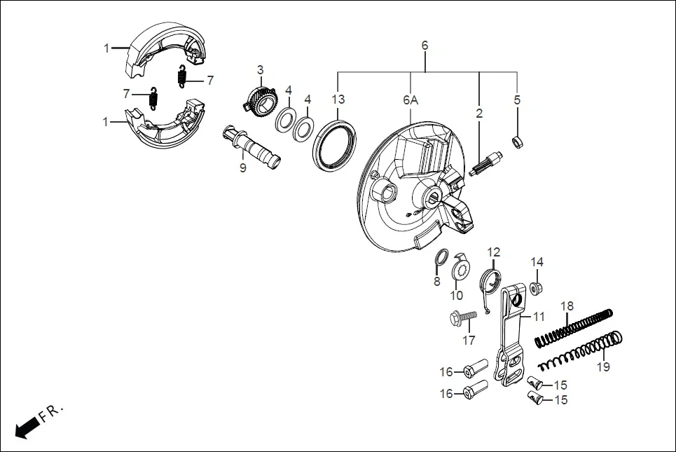 F-8 FR. BRAKE PANEL assembly diagram for Hero HF DELUXE BLACK_BF THB(Sept.,2024)