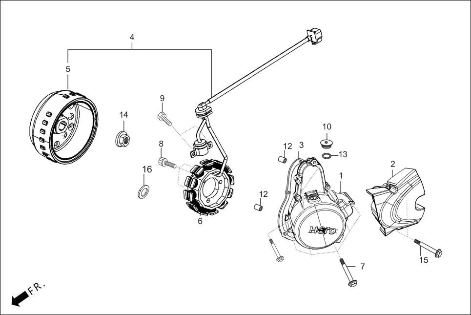 E-7A-KICK LEFT CRANKCASE COVER/A.C. GEN. ASSY. (SELF START)
