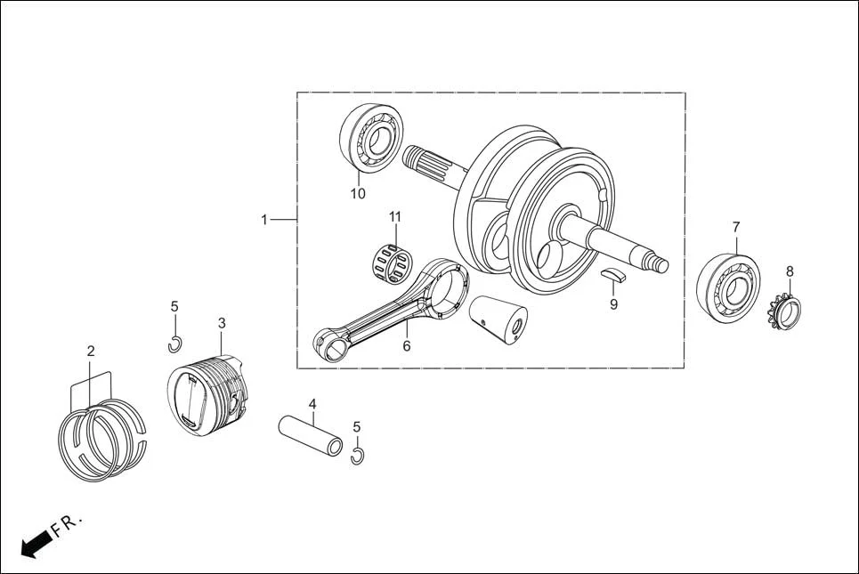 E-9 CRANKSHAFT/PISTON