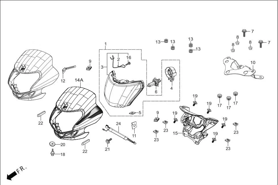 F-1-SELF HEAD LIGHT assembly diagram for Hero HF DELUXE OBD2B(Apr., 2025)
