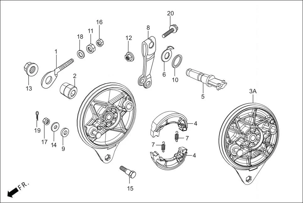 F-10-KICK REAR BRAKE PANEL assembly diagram for Hero HF DELUXE OBD2B(Apr., 2025)