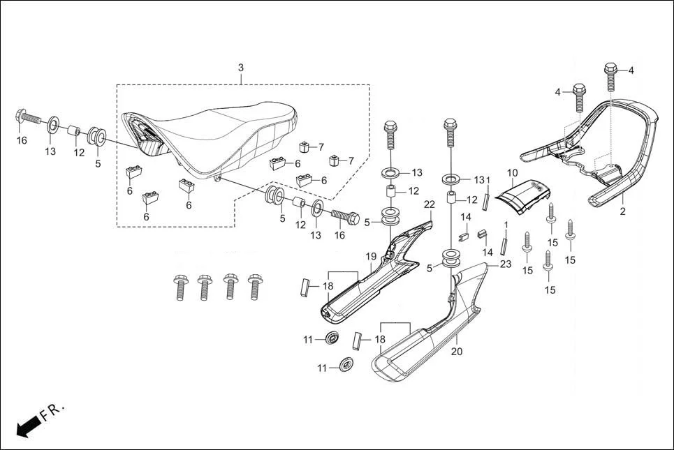 F-12-KICK SEAT ASSY./ GRIP REAR assembly diagram for Hero HF DELUXE OBD2B(Apr., 2025)