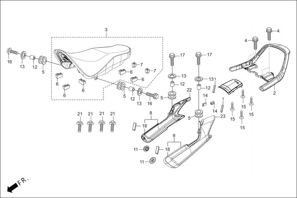 F-12-SELF-I3S SEAT ASSY./ GRIP REAR assembly diagram for Hero HF DELUXE OBD2B(Apr., 2025)