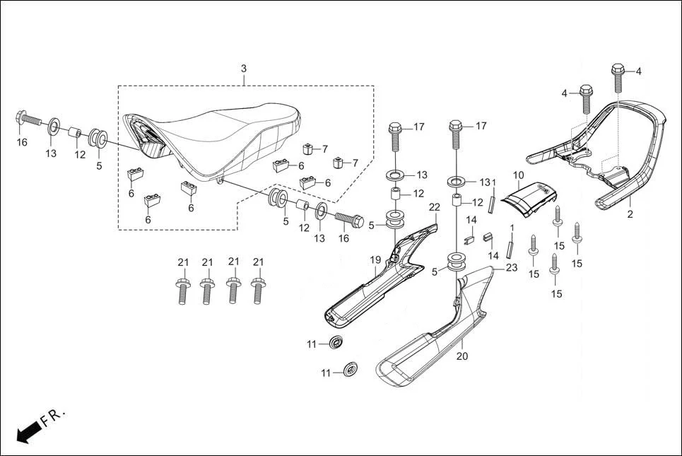 F-12-SELF SEAT ASSY./ GRIP REAR assembly diagram for Hero HF DELUXE OBD2B(Apr., 2025)