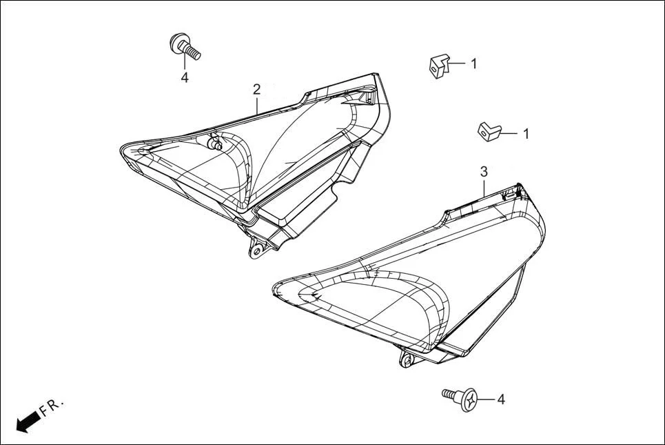 F-14 SIDE COVER assembly diagram for Hero HF DELUXE OBD2B(Apr., 2025)