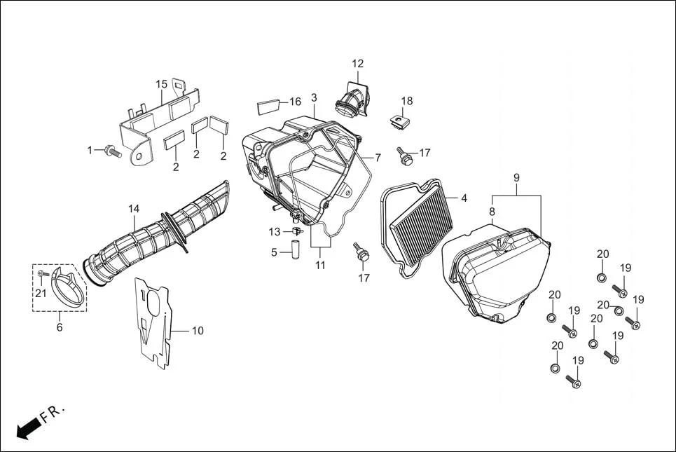 F-15 AIR CLEANER assembly diagram for Hero HF DELUXE OBD2B(Apr., 2025)